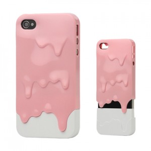 Detachable 3D Melt Ice-cream Slider Plastic Hard Case for iPhone 4 4S, Pink