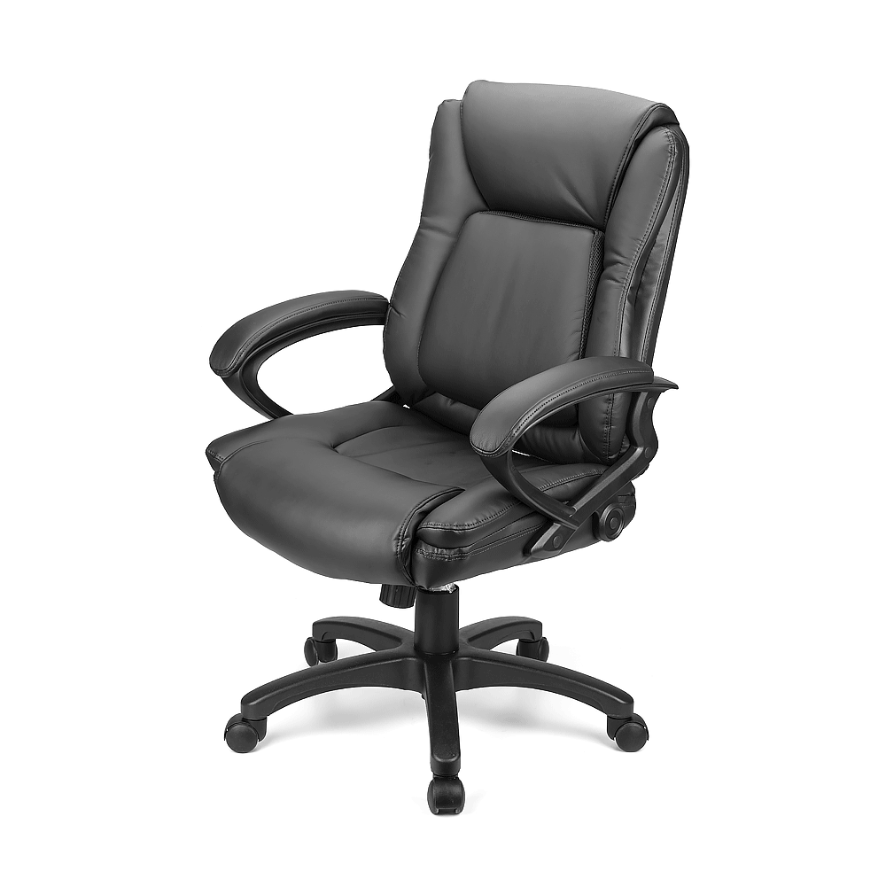 Moustache® Ergonomic Faux-Leather Mid Back Office Chair with Adjustable Lumbar Support